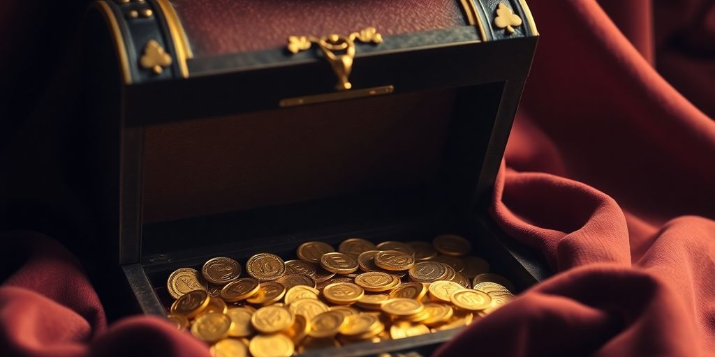 Coffre au trésor rempli de pièces d'or.