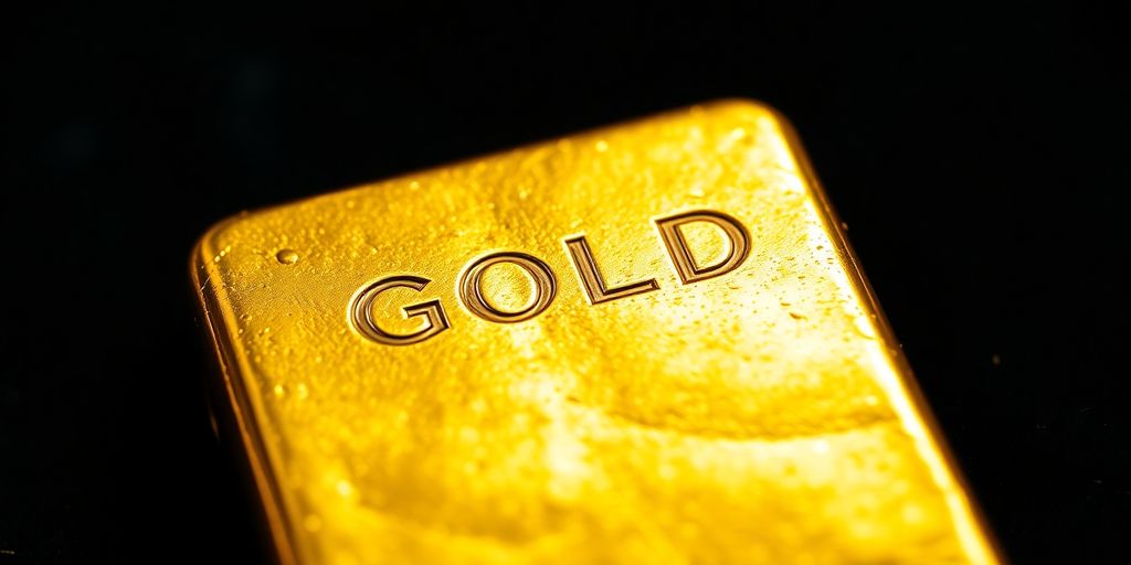 Lingot d'or sur fond sombre.