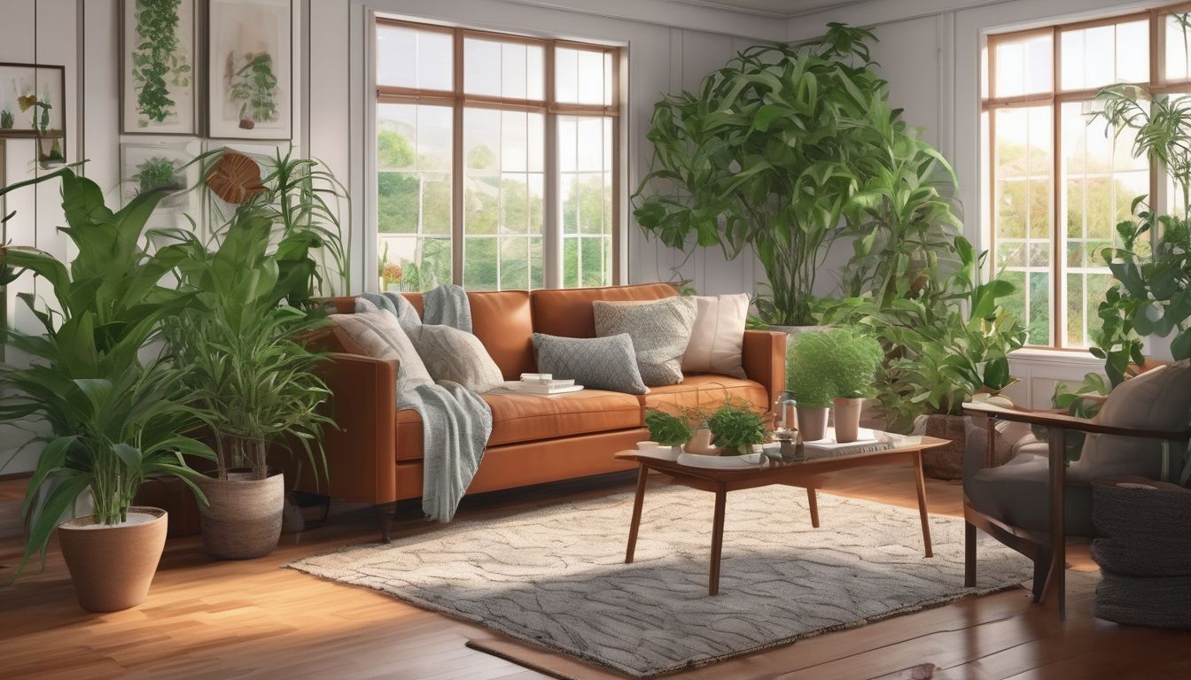 person pruning indoor plants in a cozy living room