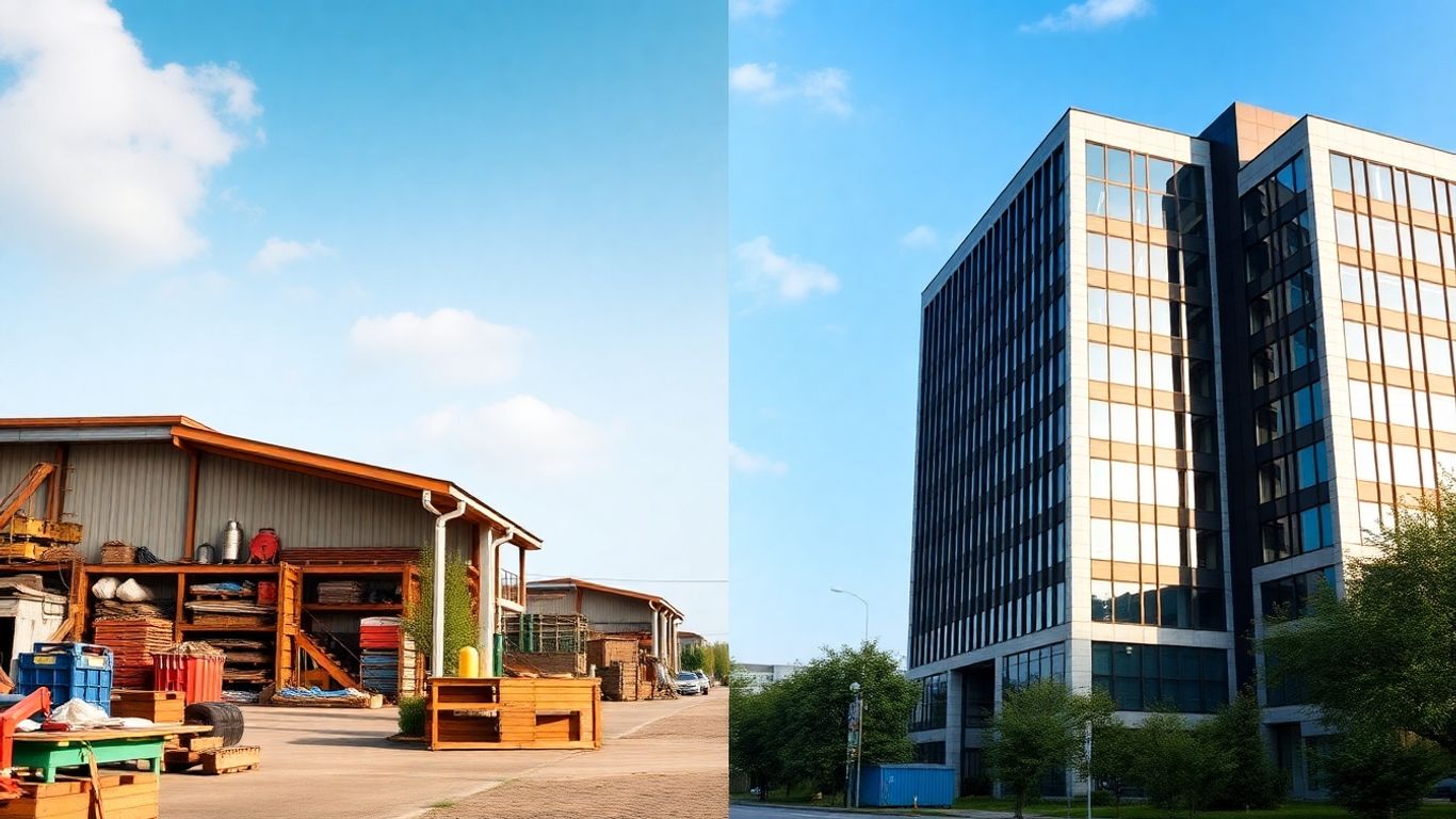Petites et grandes entreprises, contraste visuel.