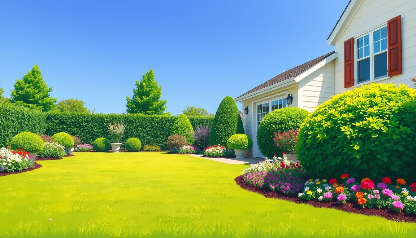 Well-maintained yard with flowers and trimmed bushes