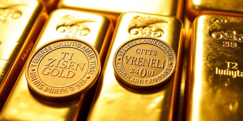 Lingot d'or suisse et pièce Vreneli
