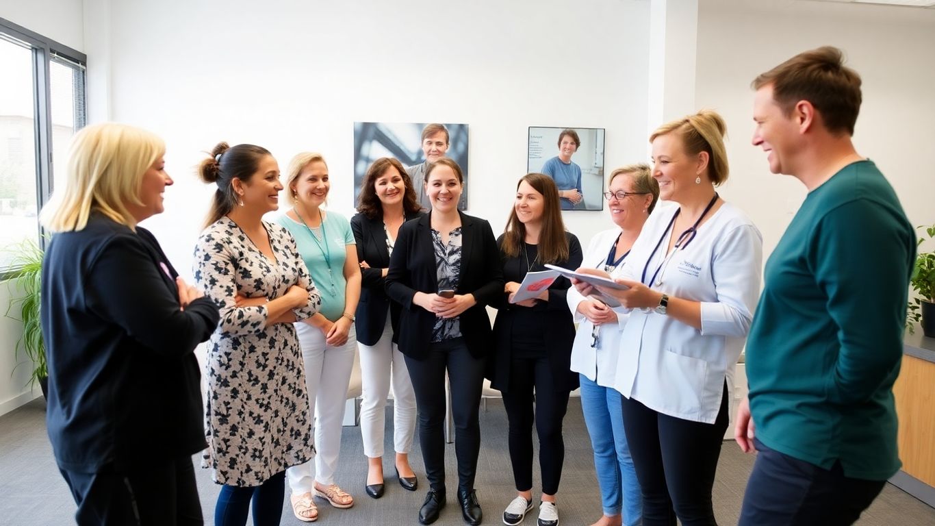 Allied health professionals collaborating in a Bendigo clinic.