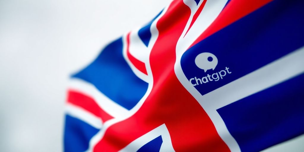 UK flag with ChatGPT logo.