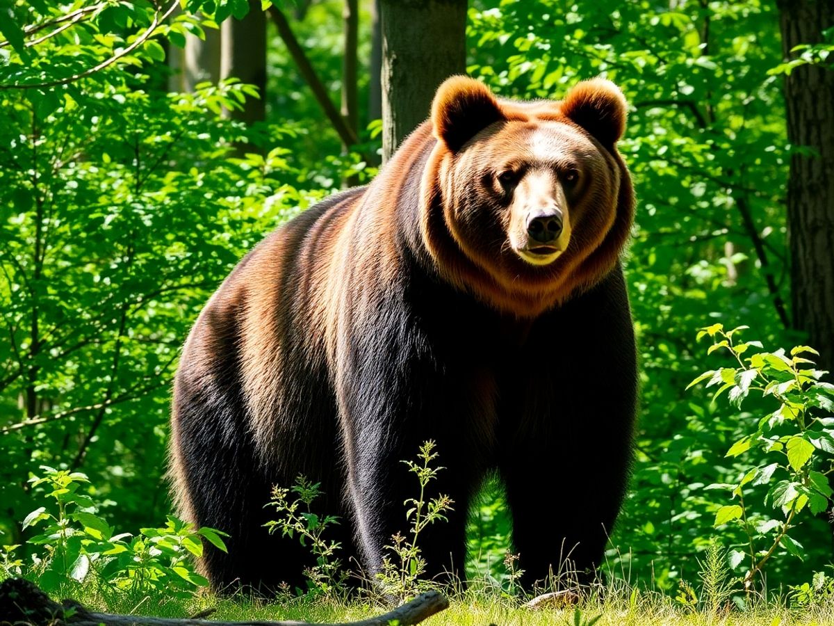 Urs brun într-o pădure românească.