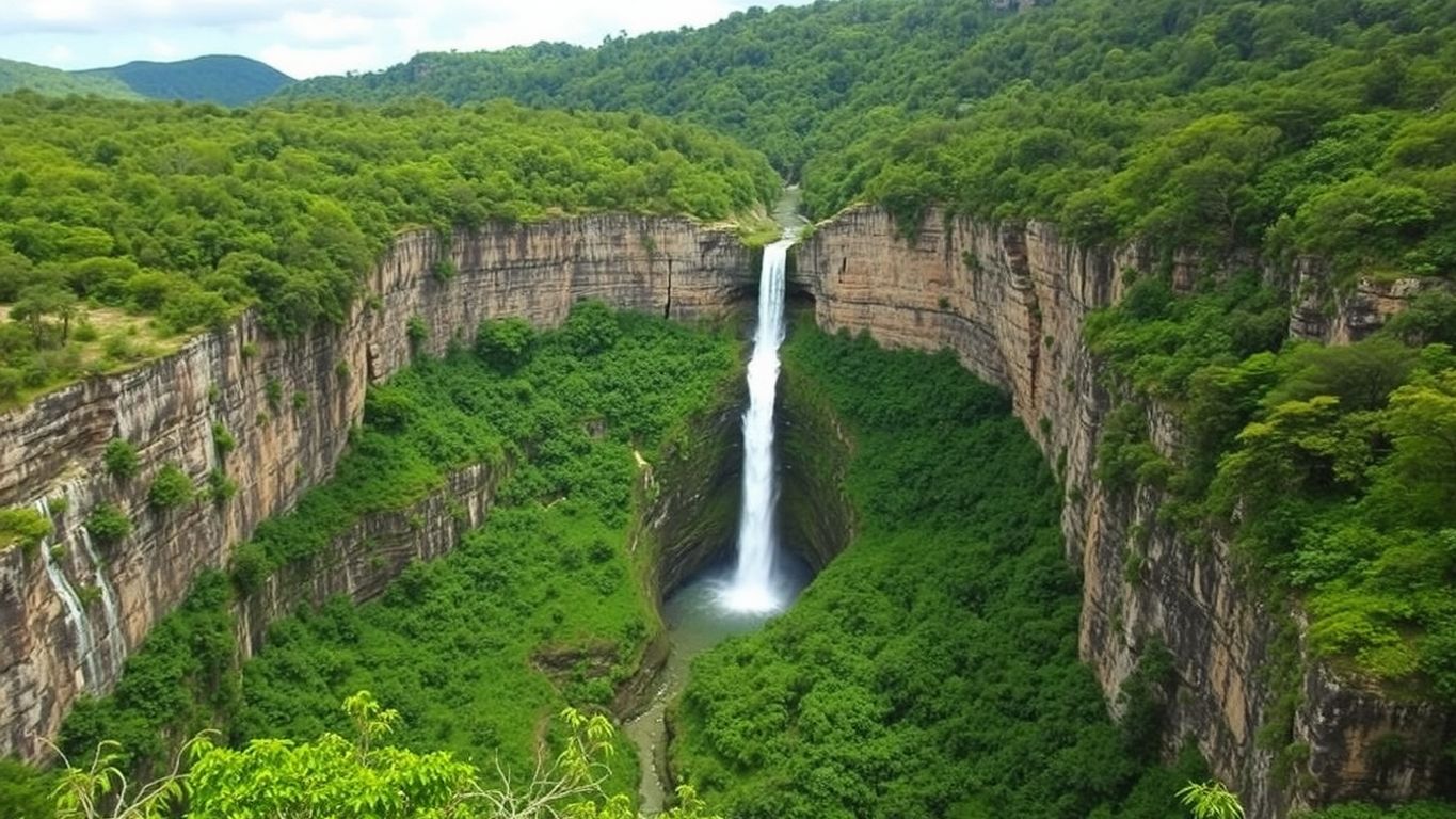 Stunning waterfall in Chapada Diamantina's Poço do Diabo.