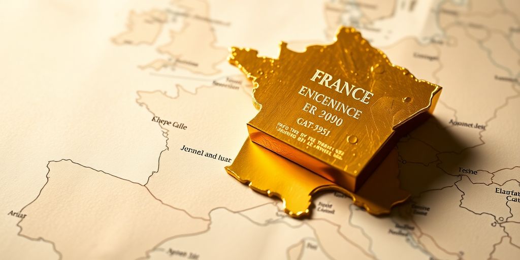 Lingot d'or sur une carte de la France
