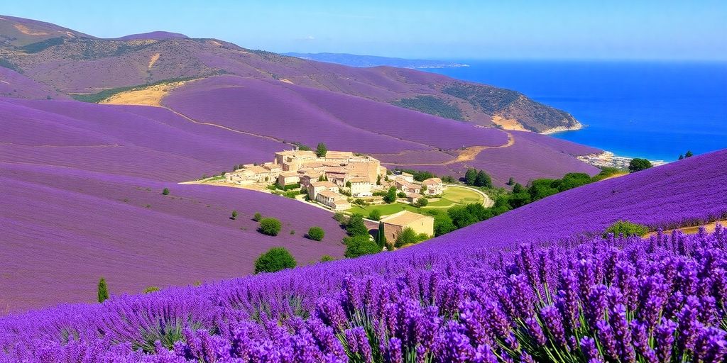 Paysage PACA avec lavande et mer