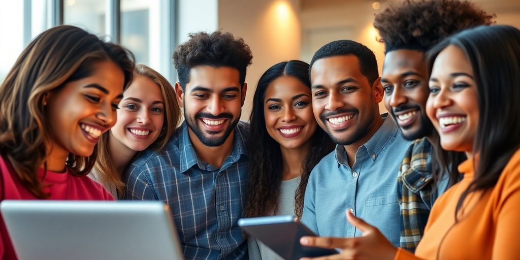 A close-up of a smiling customer engaging