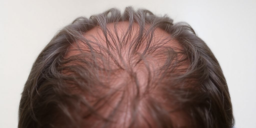 Top of head with differing hair patterns