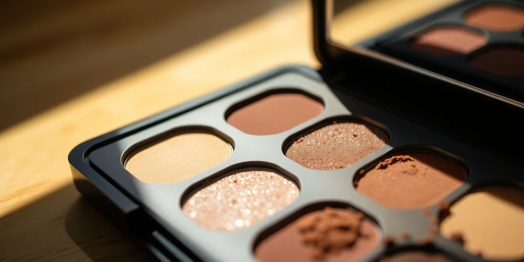 Eyeshadow palette with natural-toned shades.