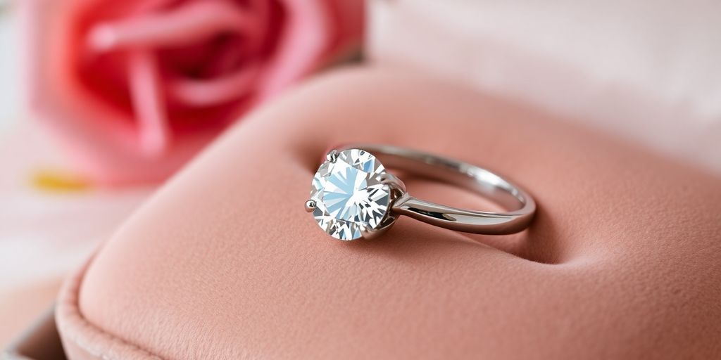 Sparkling moissanite engagement ring on velvet