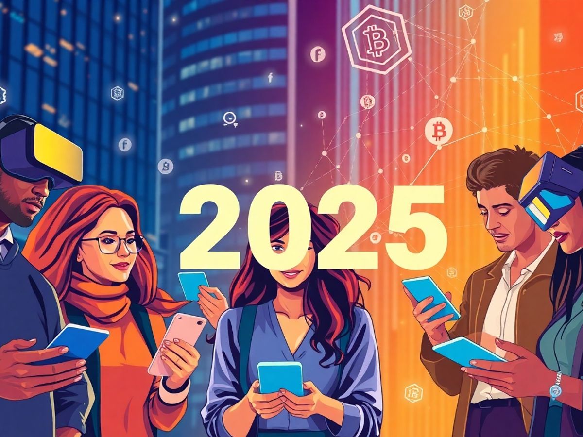 Diverse people using technology in a modern urban setting.