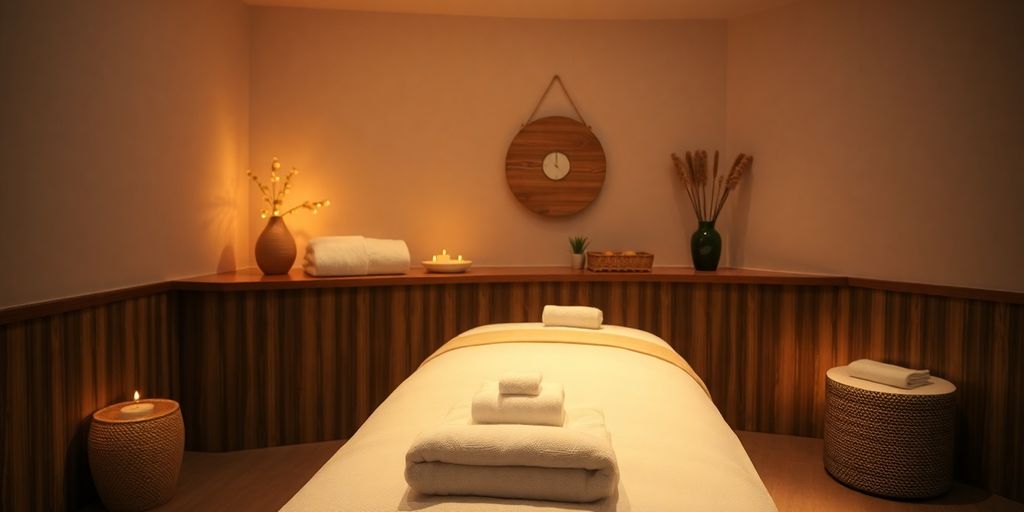 Masaj ortamı, rahatlatıcı detaylar ve hazırlık.