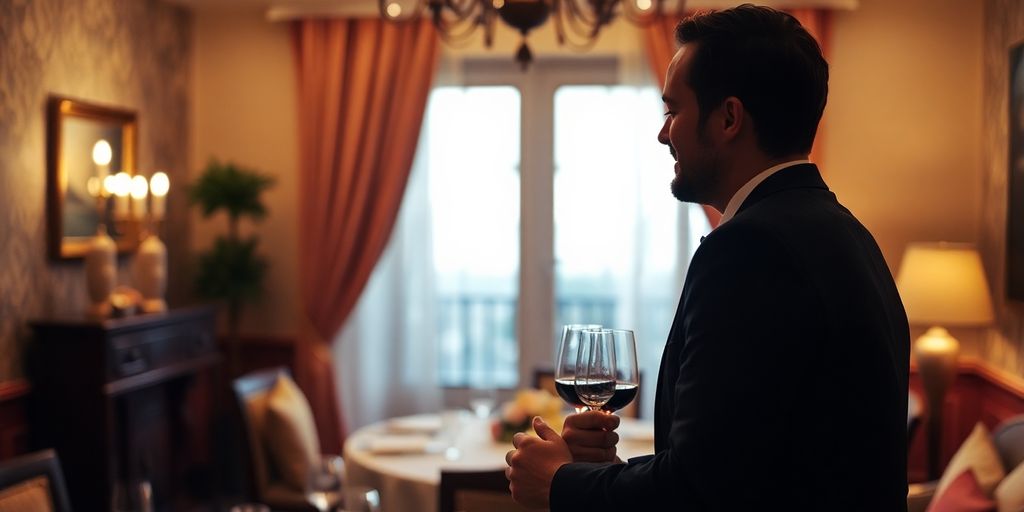 Couple célébrant une occasion spéciale dans un cadre intime.