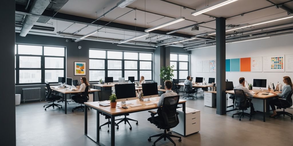Team collaborating in a modern office