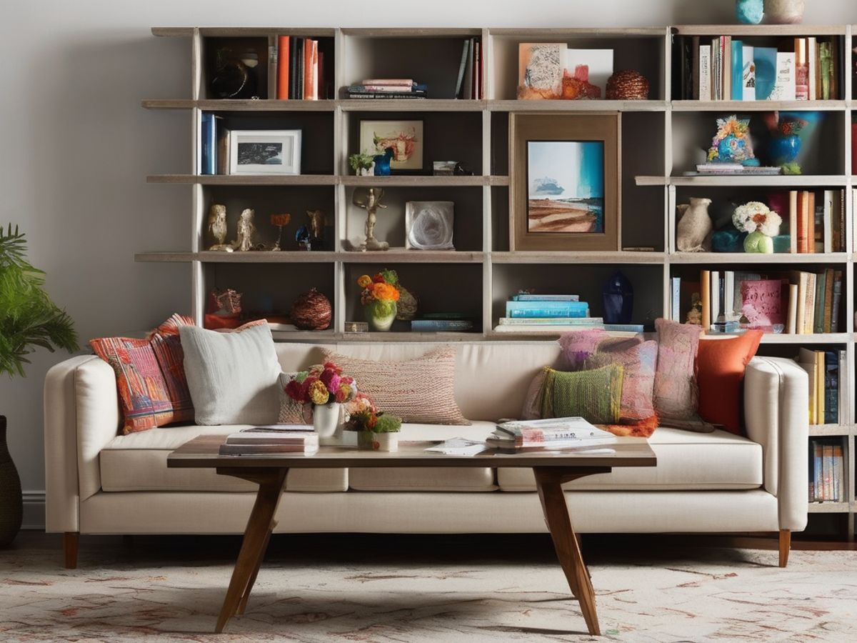 styled bookcase with creative book display