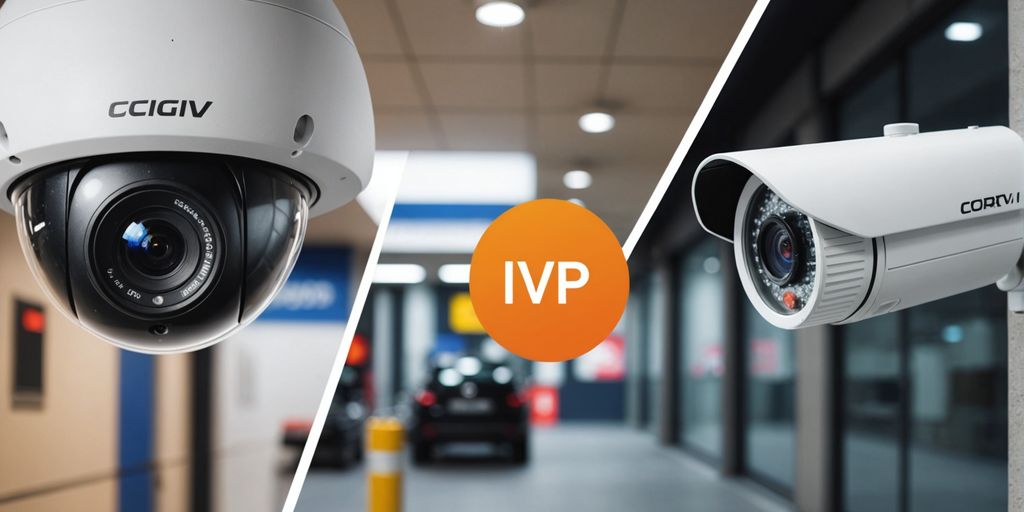 Analogue and IP CCTV cameras side by side.