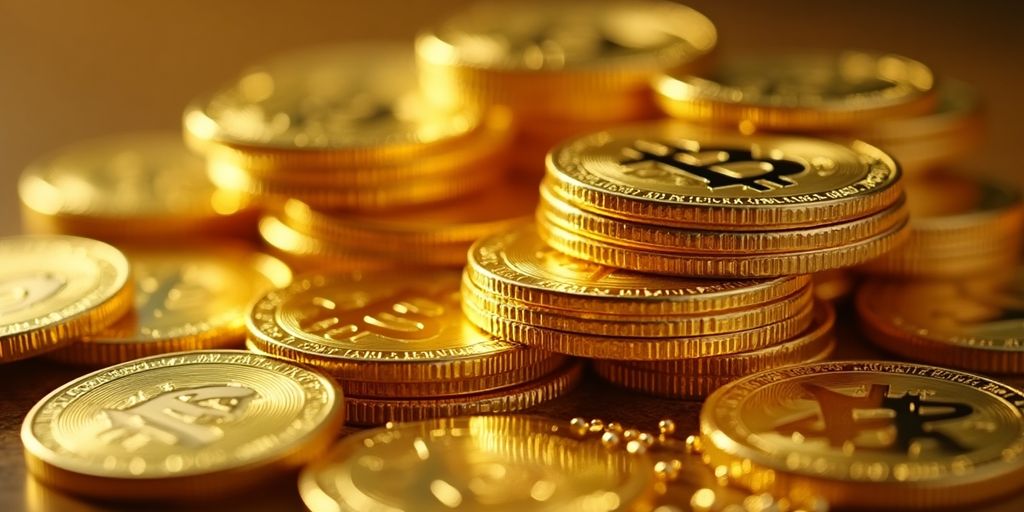 Un gros plan de pièces et bijoux en or.