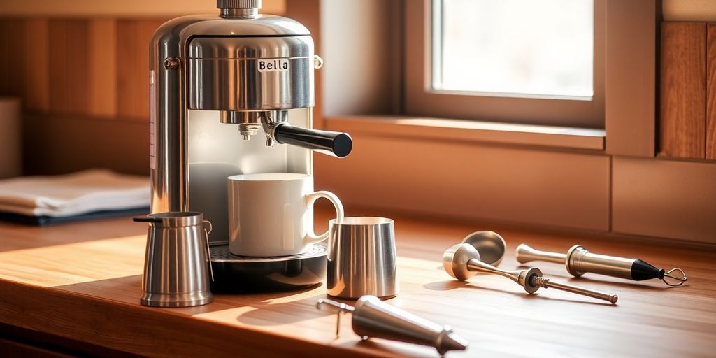 Bella Espresso Maker with accessories.