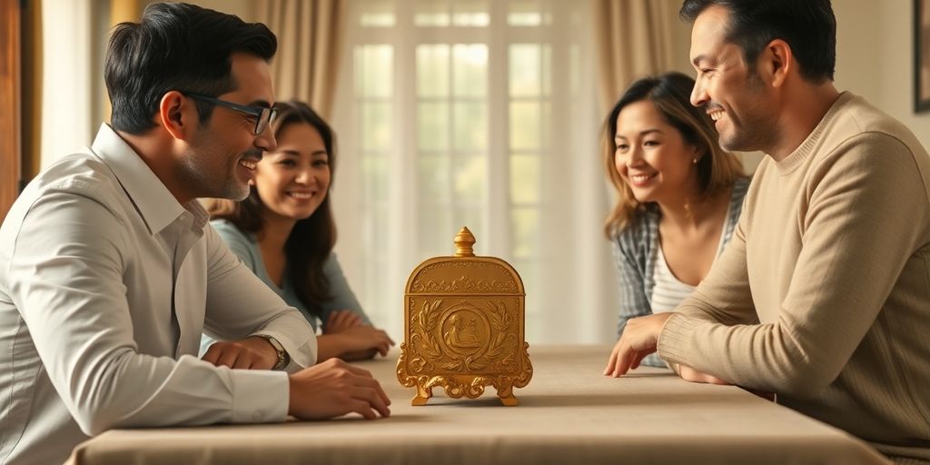 Réunion familiale autour d’un héritage en or.
