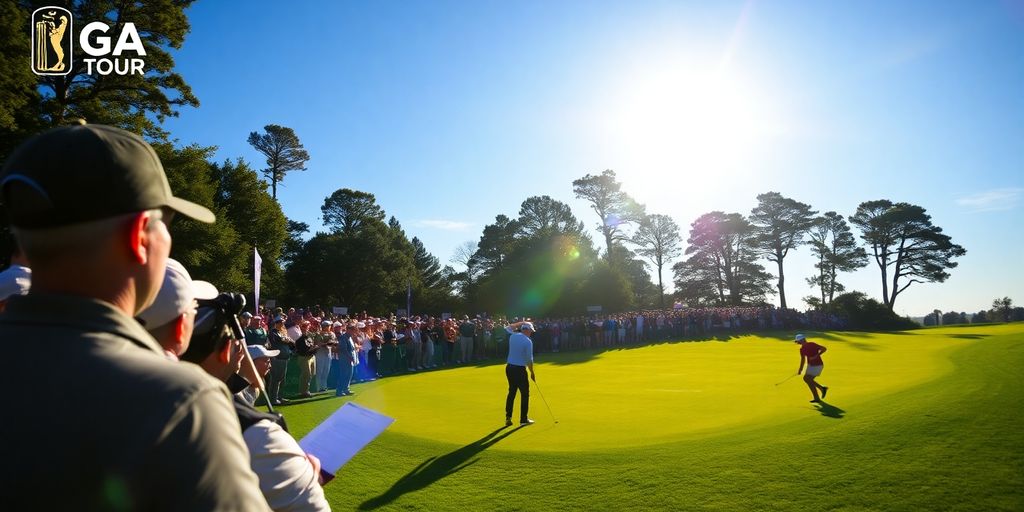 Golfers competing on a sunny PGA Tour day.