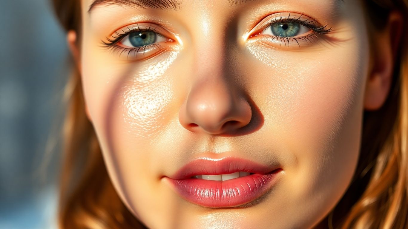 Woman with radiant, hydrated winter skin