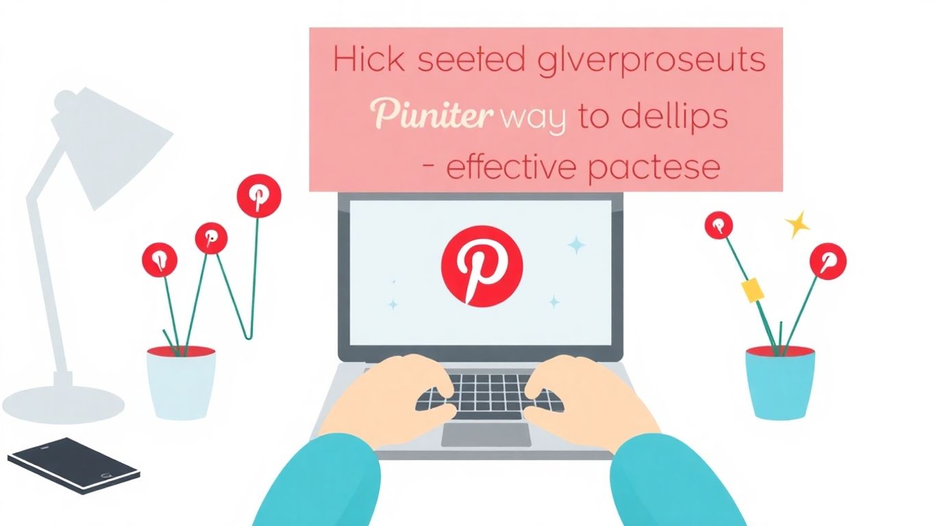 Person bruker laptop med Pinterest-logo.