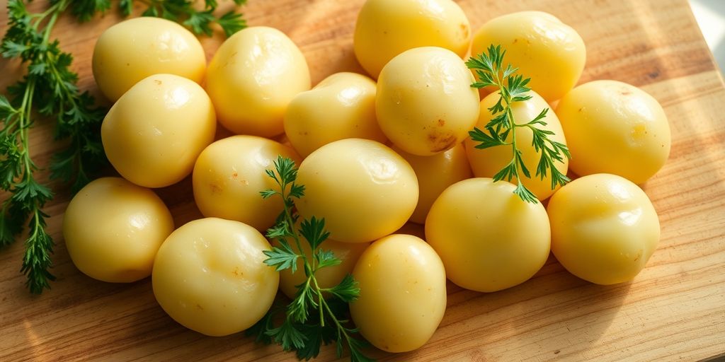Gestoomde aardappelen met schil en verse kruiden