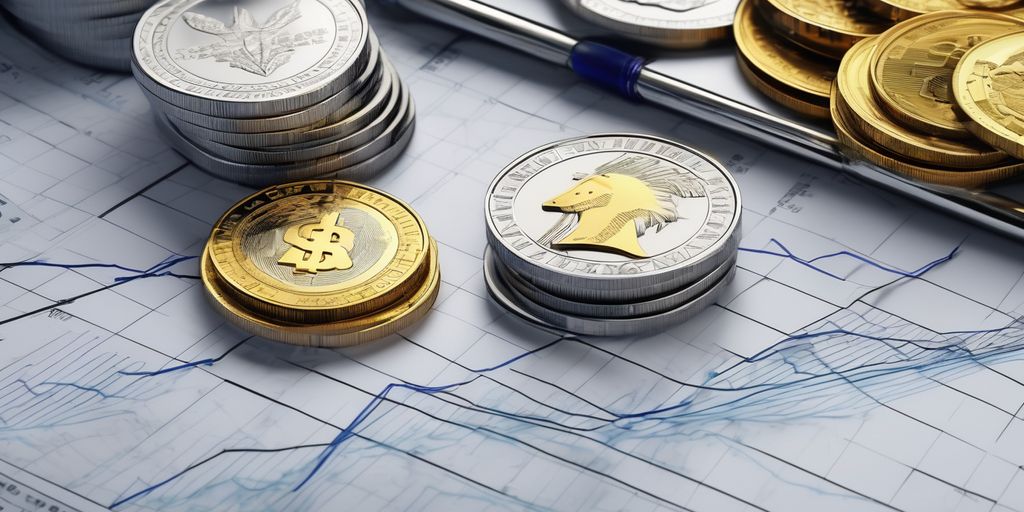 financial portfolio management with gold and silver, risk management strategies, stock market, investment, financial planning, risk assessment, coins, graphs, charts, business meeting