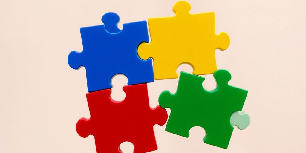 Four colorful puzzle pieces connecting.