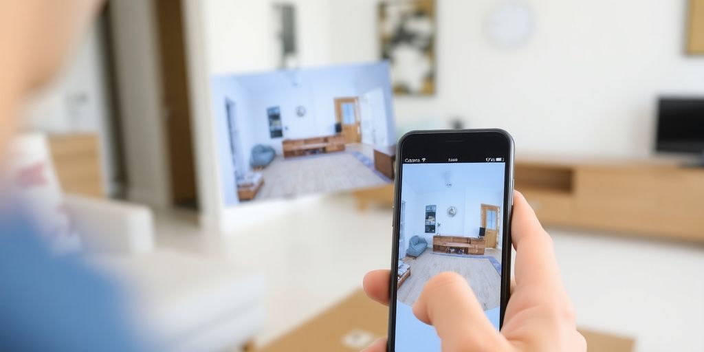 Person viewing CCTV footage on a smartphone.
