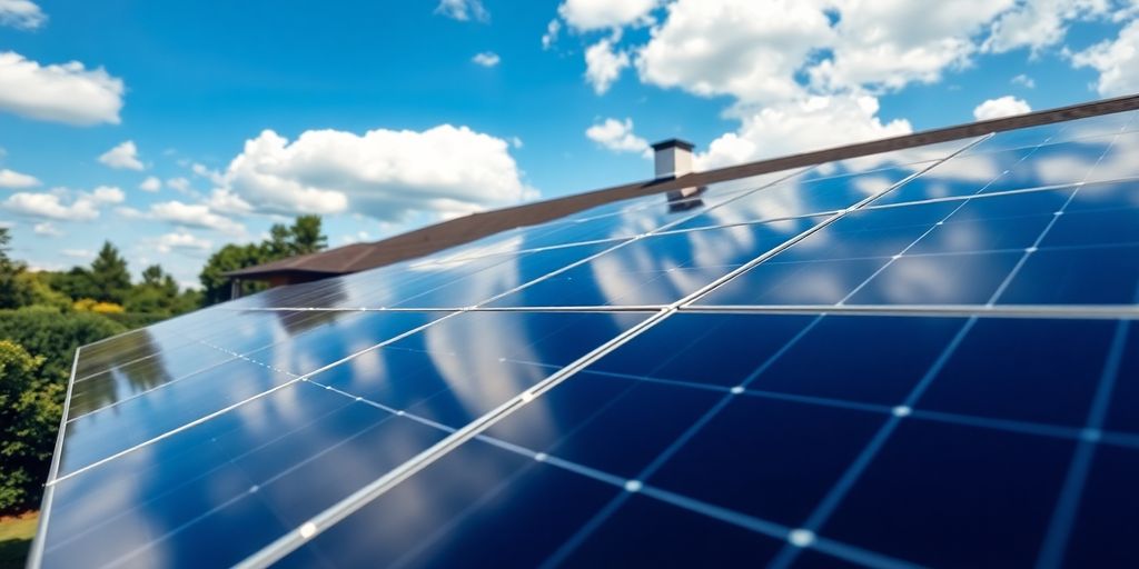 Solar panels on a house roof