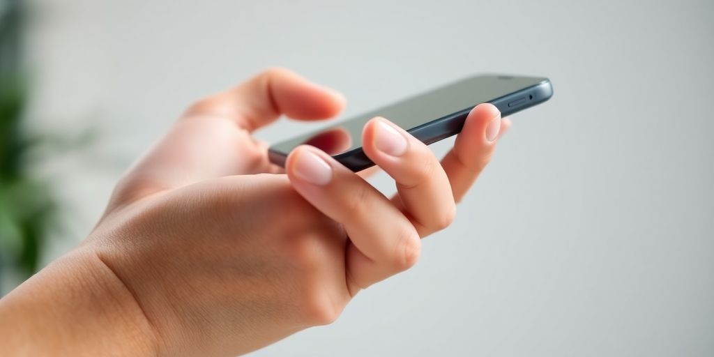 A person's hand holding a phone.