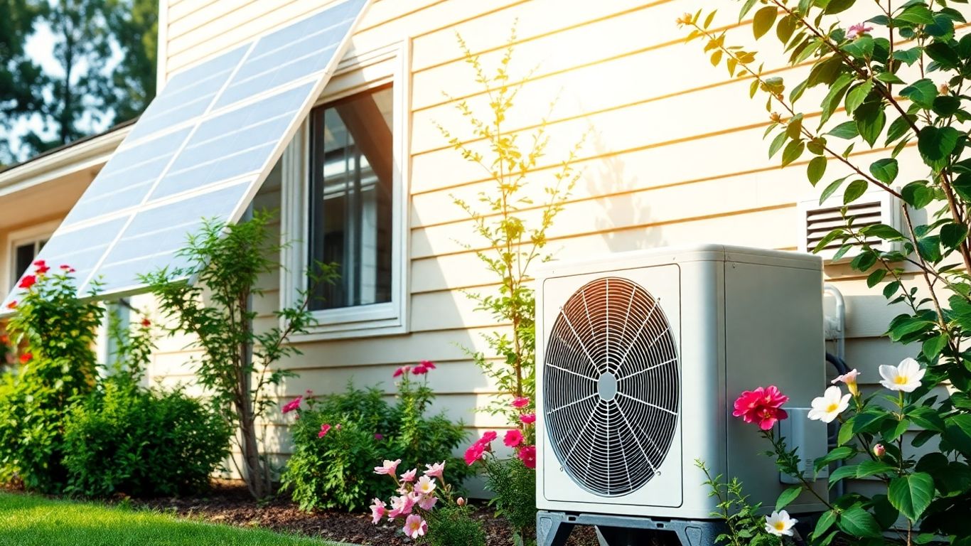 Modern house with new outdoor HVAC and solar panels