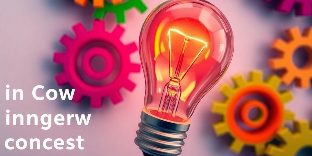 Light bulb with colorful gears, symbolizing innovative meaning.