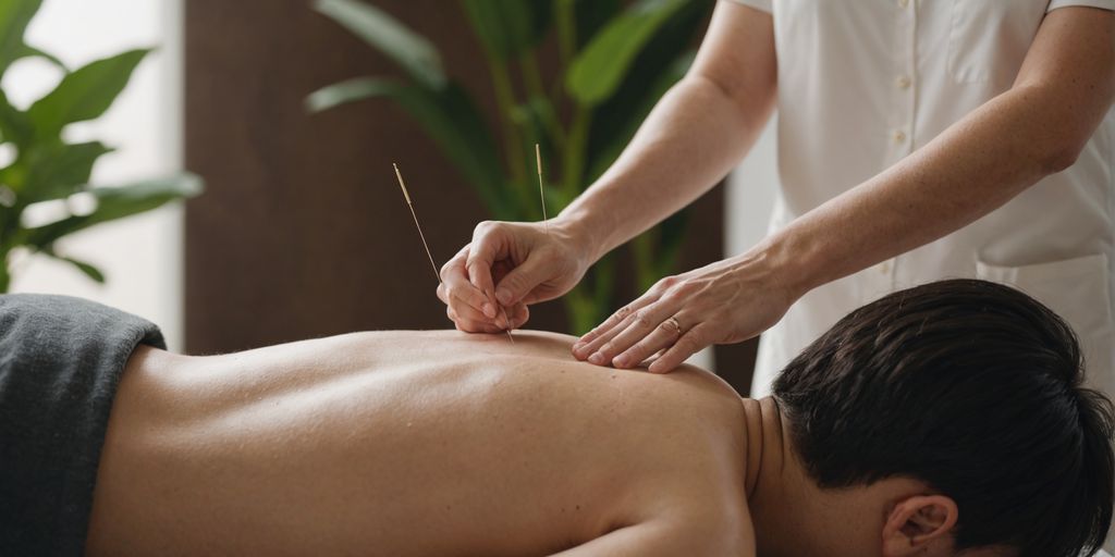 Person receiving acupuncture treatment