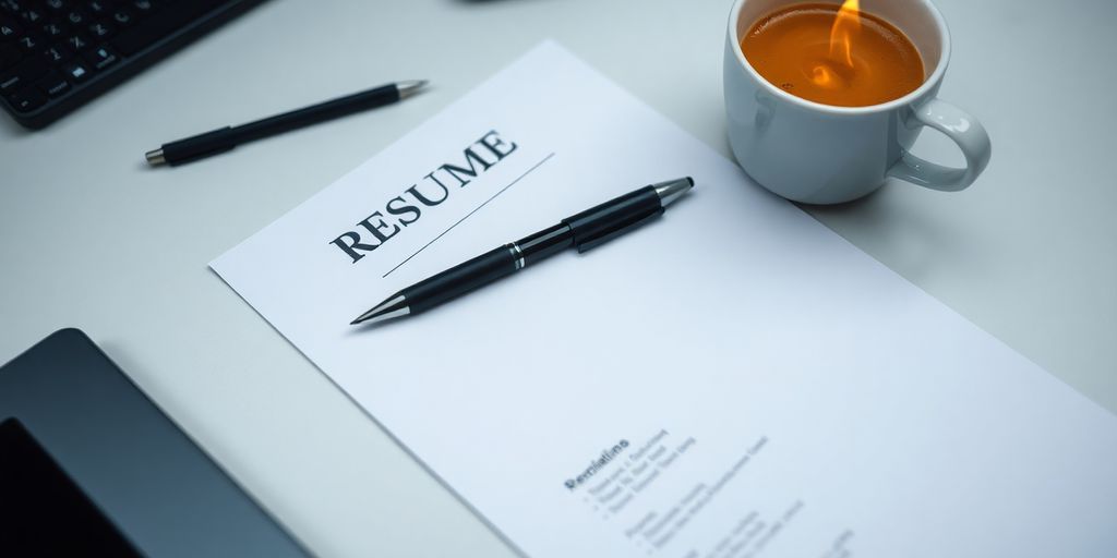 Polished resume, pen, and coffee.