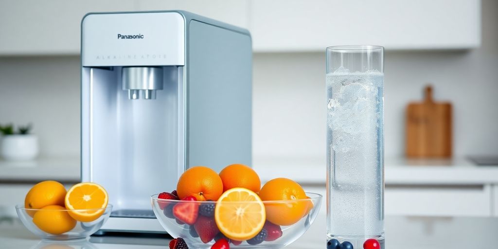 Alkaline water machine with fruits.
