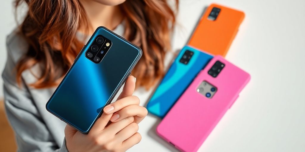 Galaxy A14 phone with stylish protective covers.