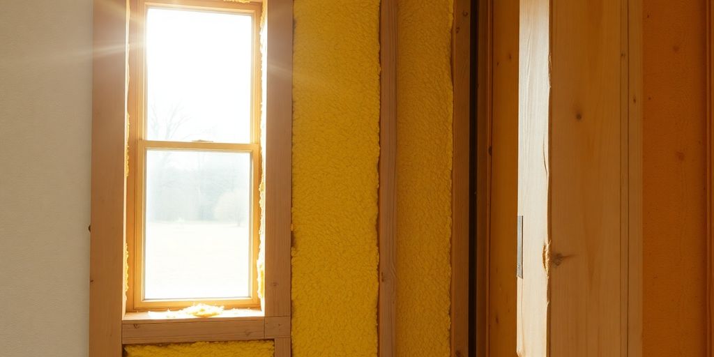 Home interior with polyurethane foam insulation panels.