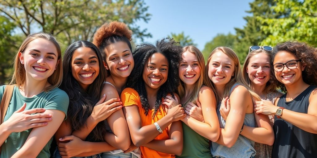 Young adults showing band-aids after HPV vaccination