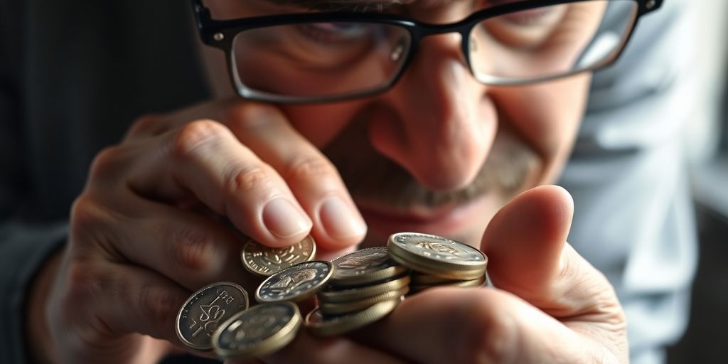 Professional appraiser examining a collection of rare coins.