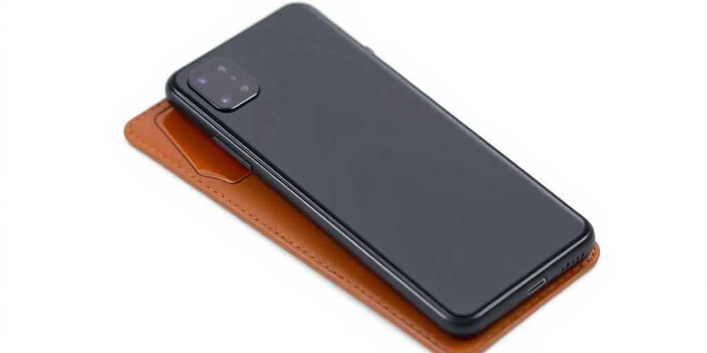 Google Pixel 9 Pro in a stylish brown leather wallet case.