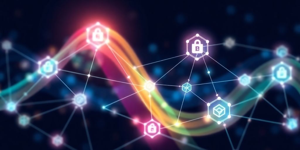 Illustrative image of blockchain nodes in supply chain.
