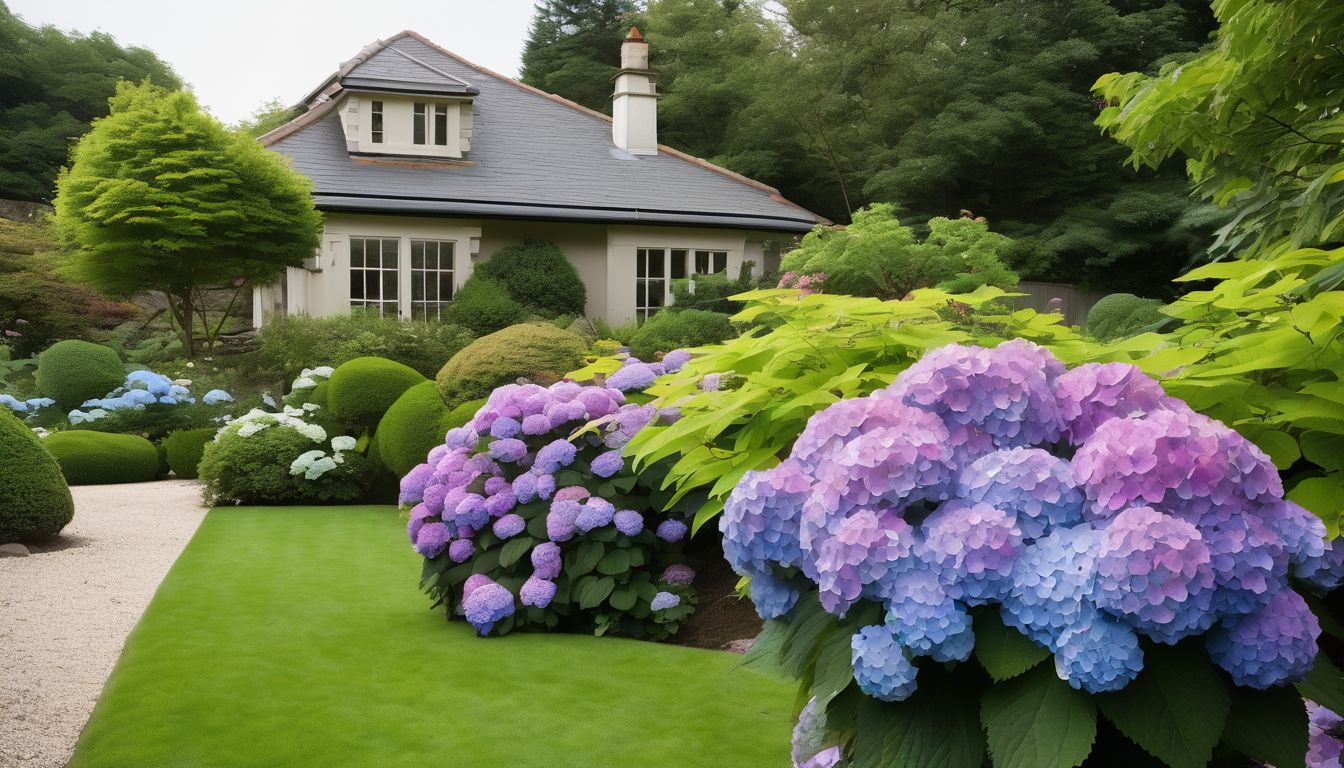 hydrangea in a landscaped garden