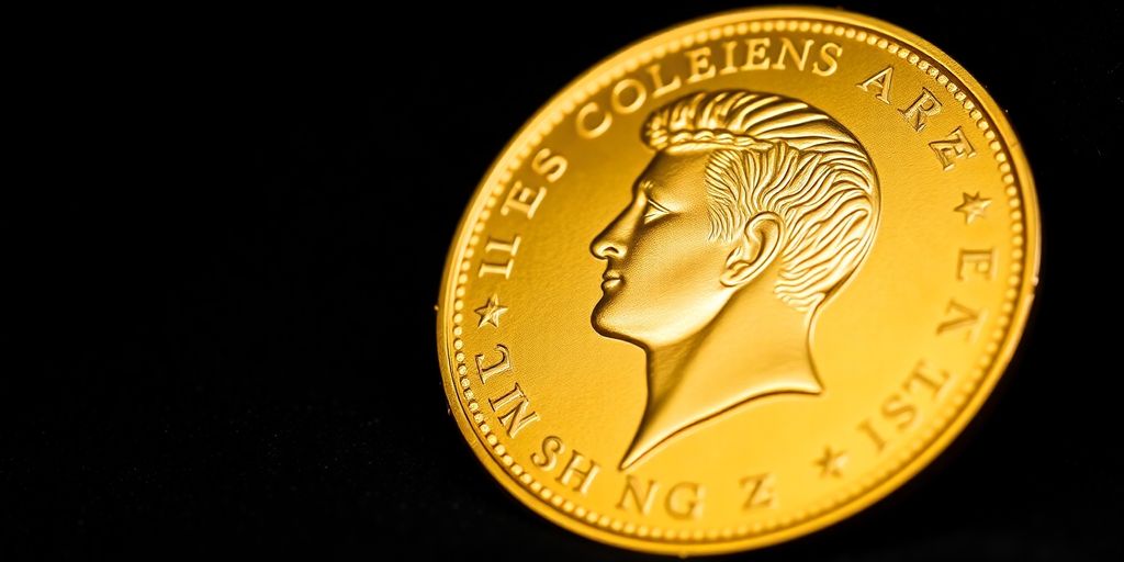 Pièce de Napoléon d'Or sur fond sombre.