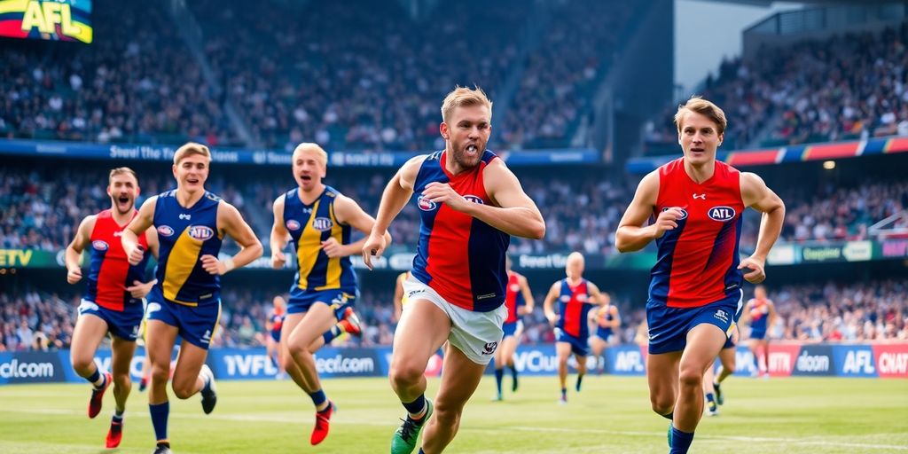 AFL players in action during a thrilling match.