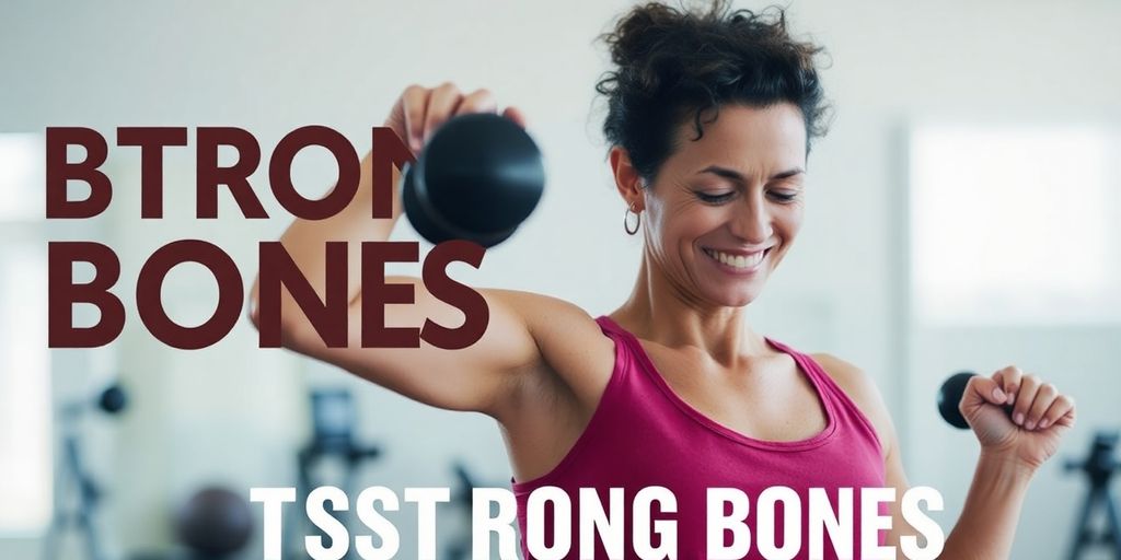 Person lifting weights, building strong bones.