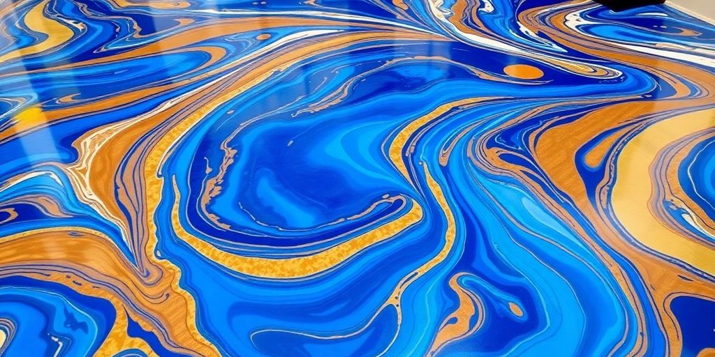 Colorful epoxy flooring in modern home interior.